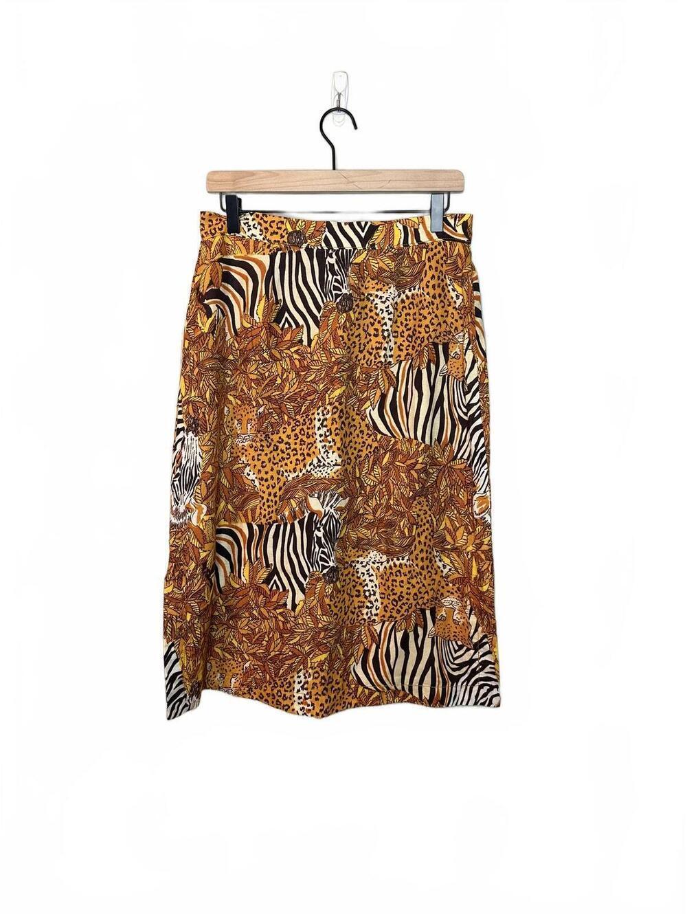 NWT Anthropologie Maeve Zebra Print Safari Button Front Midi Skirt Side Slits 10 - Picture 6 of 7